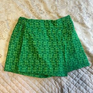 Green Floral Jacquard Mini Skort